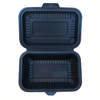 Biodegradable Corn Starch Clamshell Food Container, Single And 3 Compartment — Black & Beige Disposable Takeaway Box