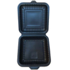 Biodegradable Corn Starch Clamshell Food Container, Single And 3 Compartment — Black & Beige Disposable Takeaway Box