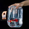 Leak-proof test of mini PE cling film preventing water spill from a transparent container even when held upside down