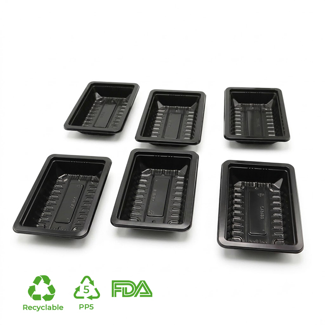 Recyclable Black PP Meat Trays: Customizable OEM Sealing Trays for Fresh Food & Meat Packaging