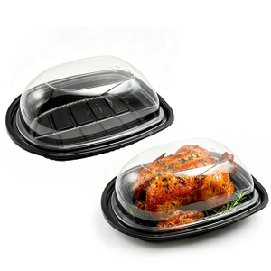 Wholesale roasted chicken packaging with crystal clear anti-fog lid