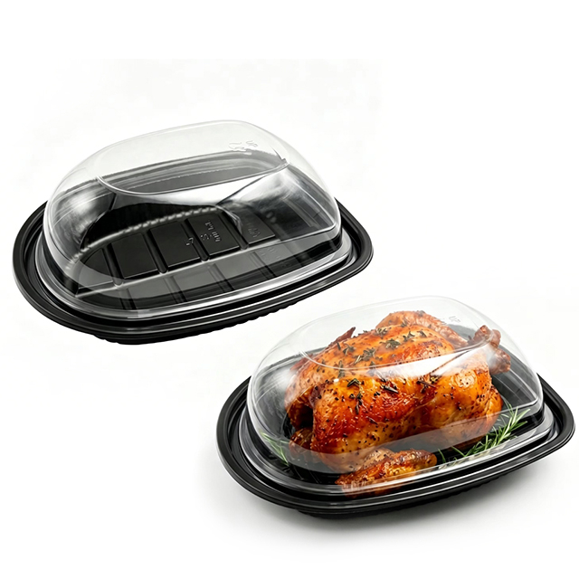 Wholesale roasted chicken packaging with crystal clear anti-fog lid