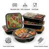 Wholesale black 1, 2, 3 compartment PP meal prep containers with lids, food grade plastic bento boxes for commercial catering
