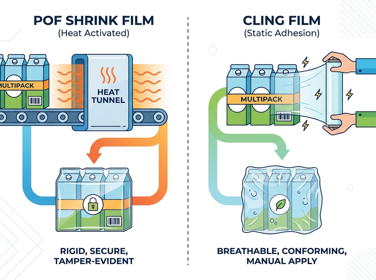 Heat shrink film rolling process on an industrial packaging line