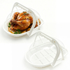 White base roasted chicken container with high clarity dome lid, food grade plastic chicken box for commercial deli takeout
