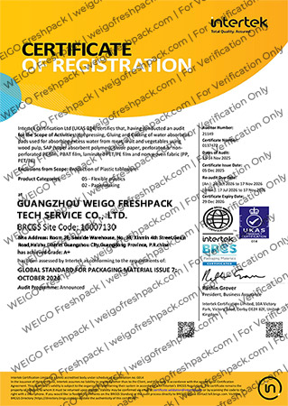 BRCGS Packaging Materials Certificate 