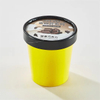 Bright yellow paper ice cream cup with black snap-on lid disposable frozen dessert container wholesale